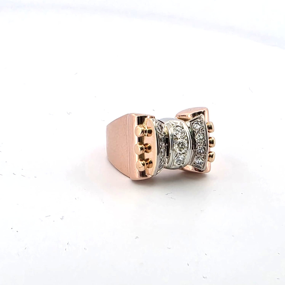 Bague Tank en or blanc, or rose et diamants