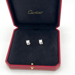 Boucles d'oreilles Puces CARTIER "Double C" en or blanc et diamants