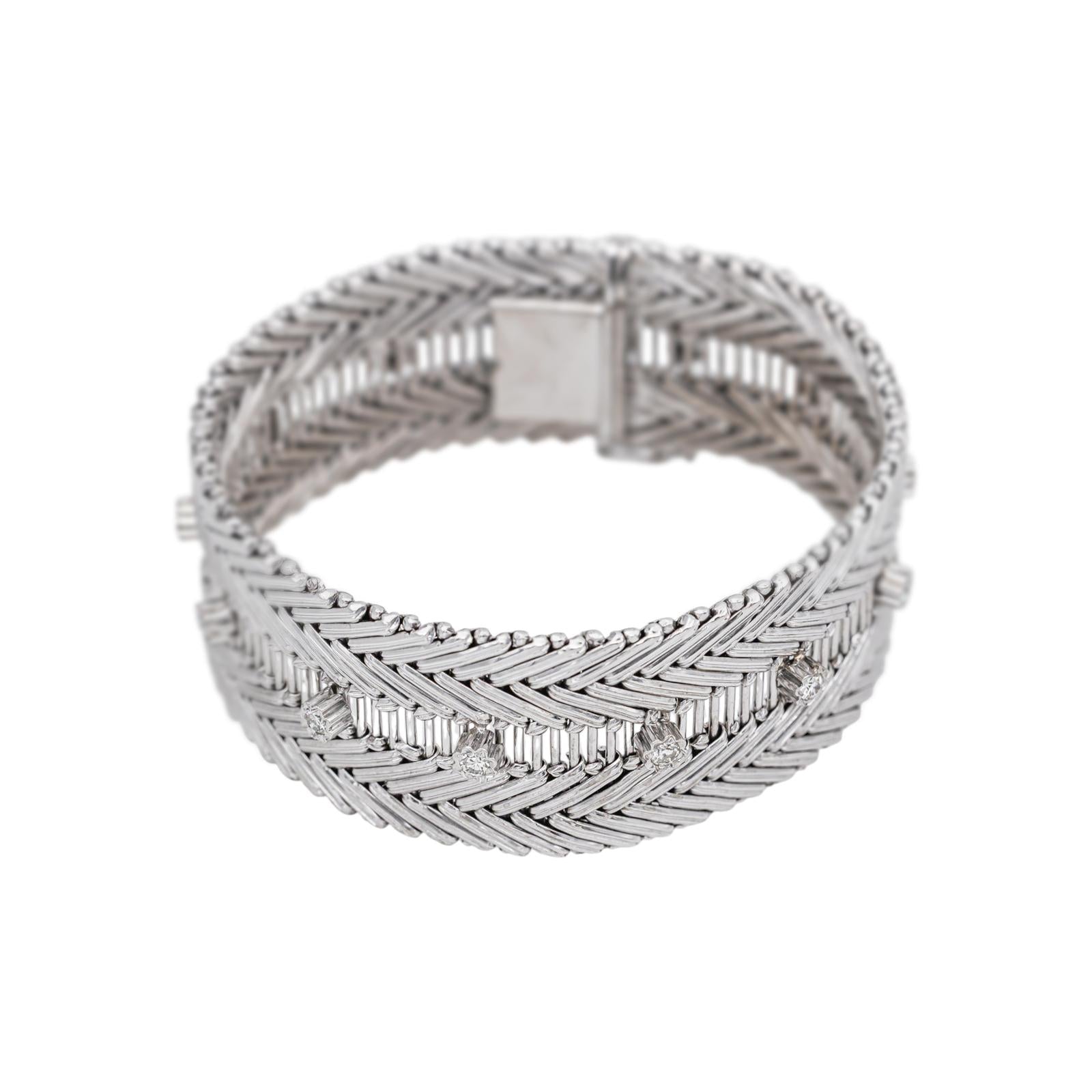 Bracelet Manchette Or blanc Diamant