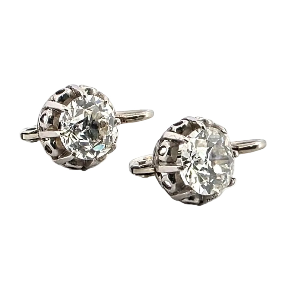 Boucles d'oreilles Dormeuses en or blanc et diamants