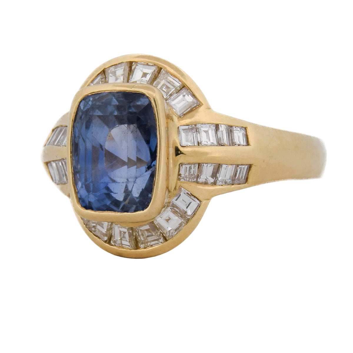 Bague Entourage en or jaune, saphir et diamants