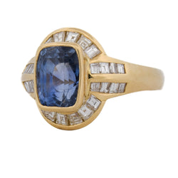 Bague Entourage en or jaune, saphir et diamants