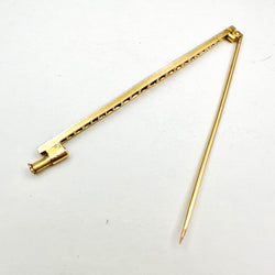 Broche Barrette Art Deco en or jaune, platine et diamants