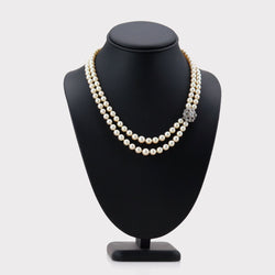 Collier Perles en or blanc, platine et diamants