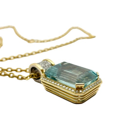 Collier Pendentif GOUBLE en or jaune, aigue-marine et diamants