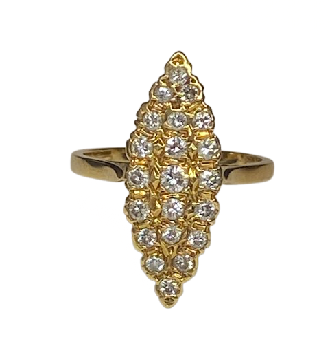 Bague Marquise en or jaune et diamants