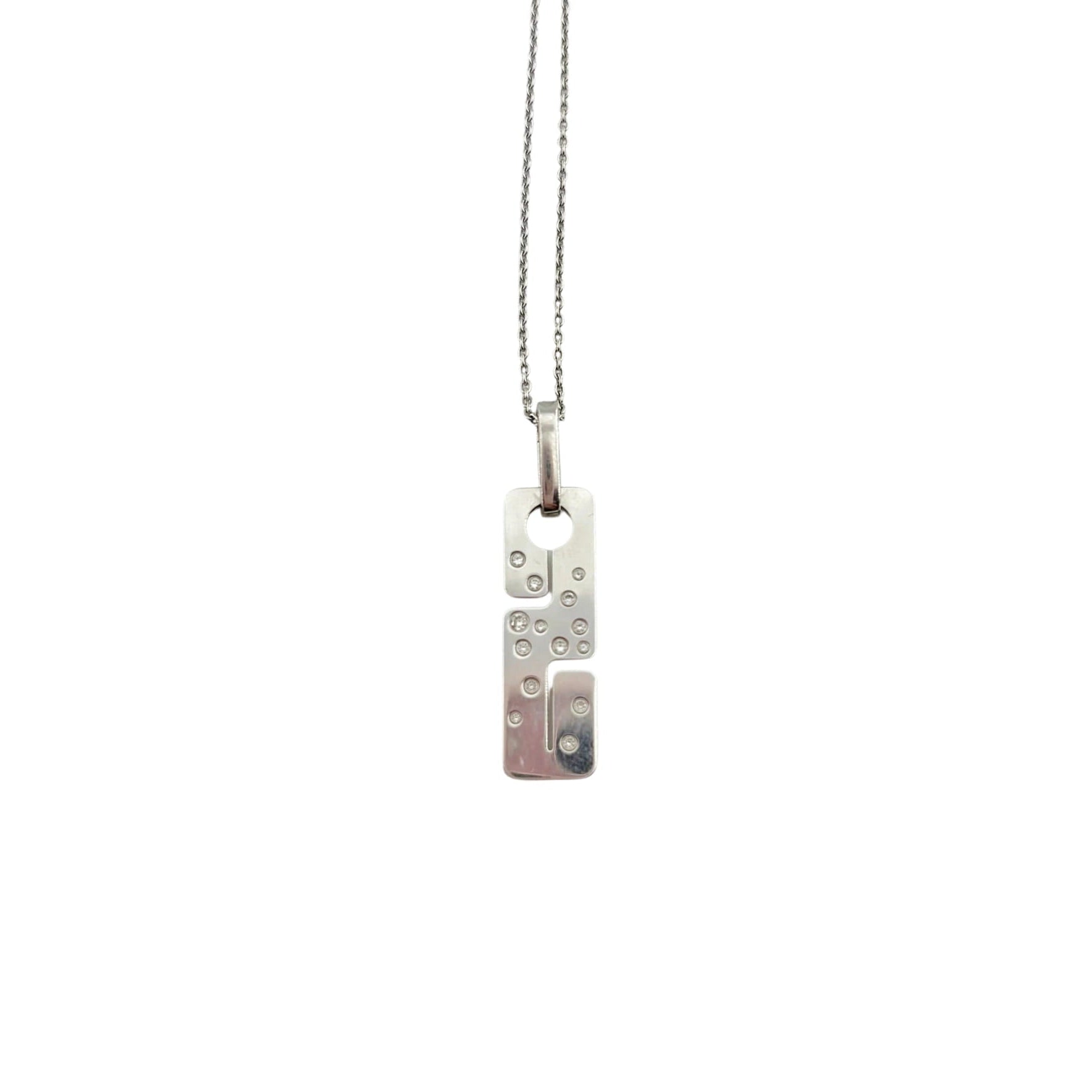 Collier Pendentif DINH VAN "Seventies" en or blanc et diamants