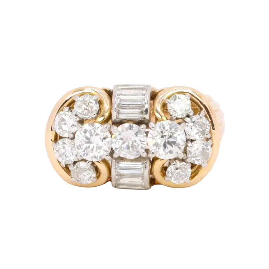 Bague Tank en or jaune et diamants