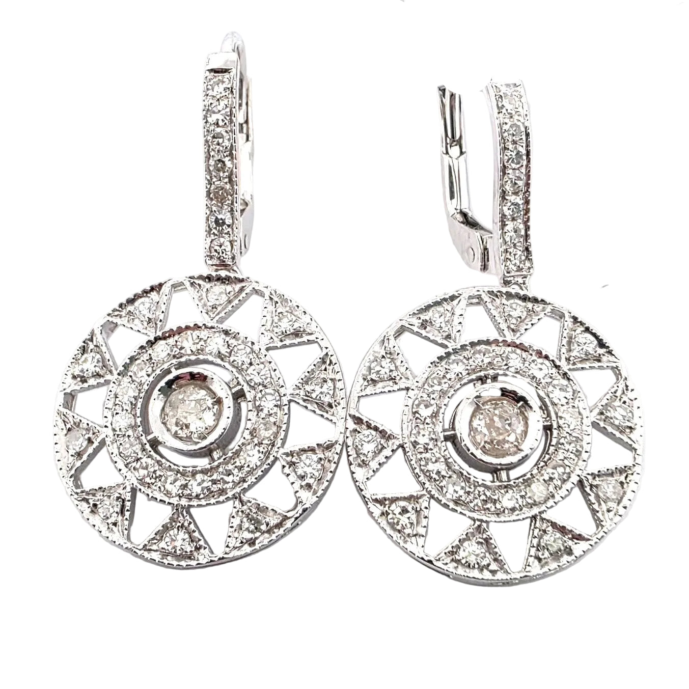 Boucles d'oreilles Pendantes en or blanc et diamants