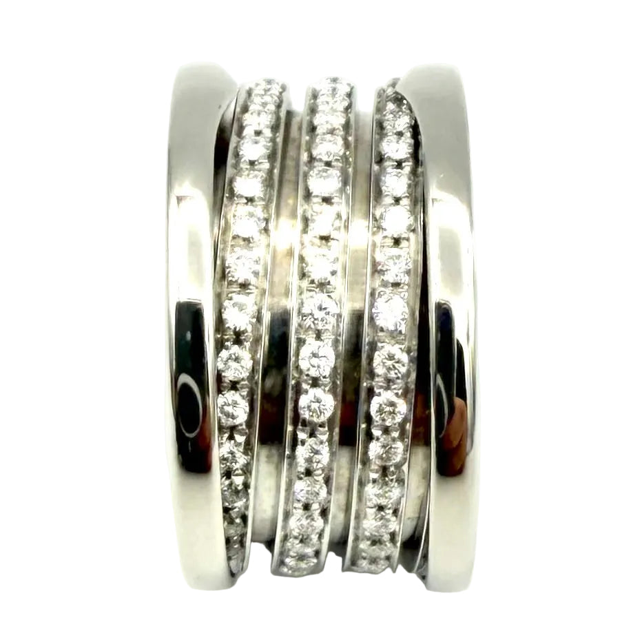 Bague Bandeau BULGARI "B.Zero1" en or blanc et diamants