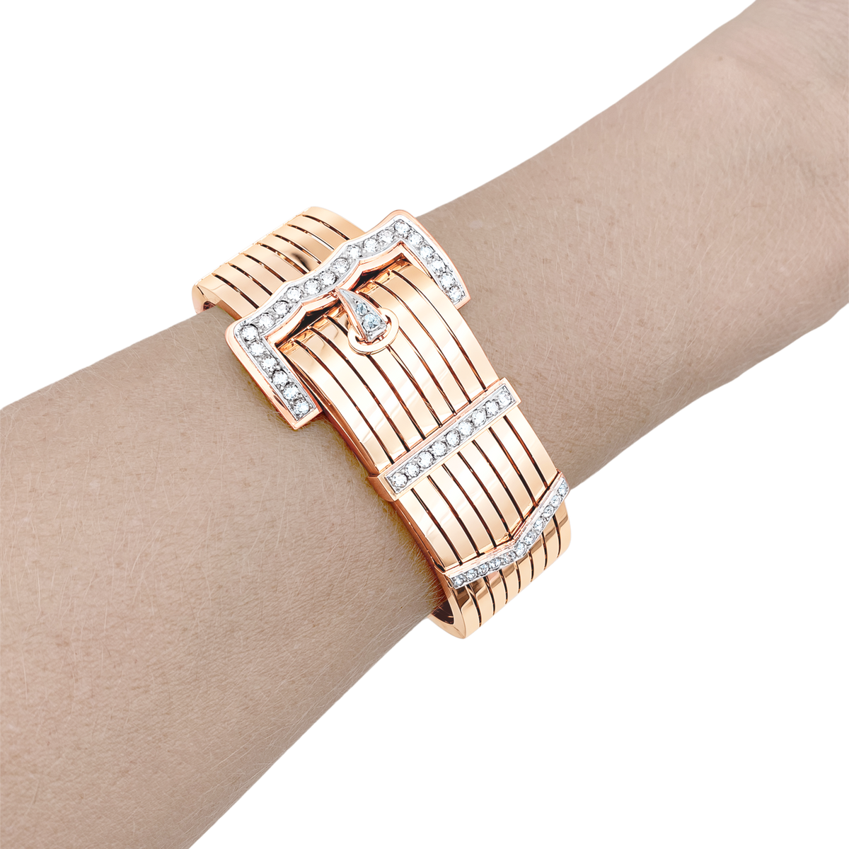 Bracelet Ceinture en or rose, platine et diamants