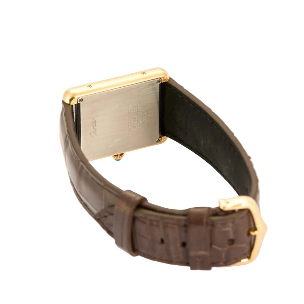 Montre CARTIER Tank Solo en or jaune, cuir et quartz