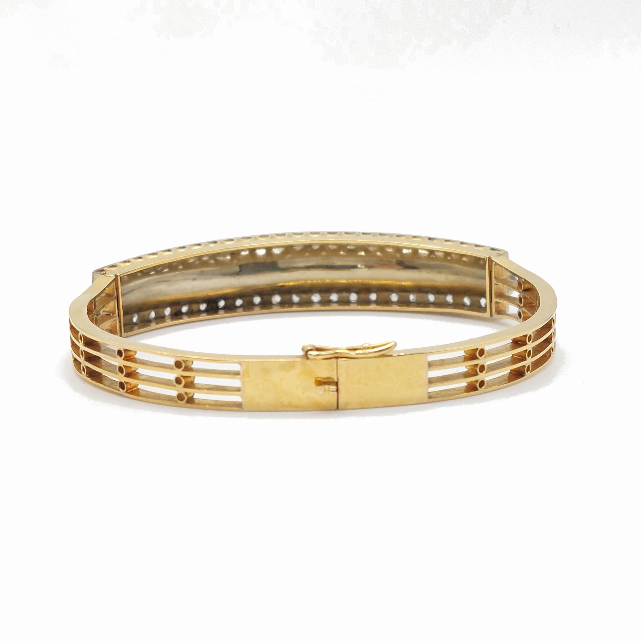 Bracelet Jonc en or jaune, perles et diamants