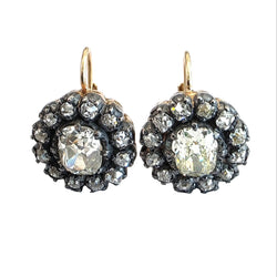 Boucles d'oreilles Dormeuses en or jaune, platine et diamants