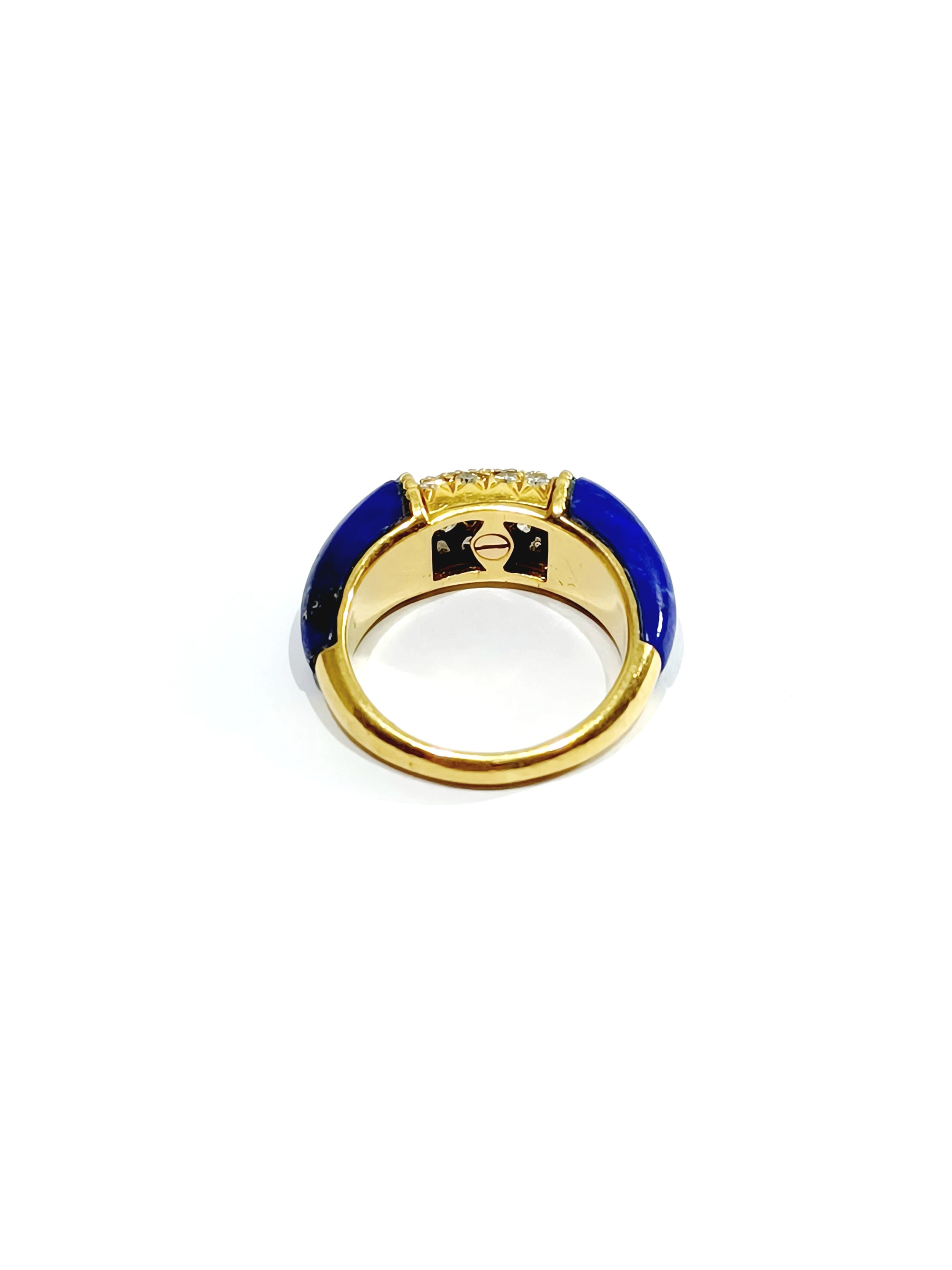Bague Jonc en or jaune, lapis-lazuli et diamants