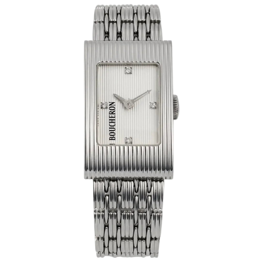 Montre BOUCHERON "Reflet" en acier et diamants