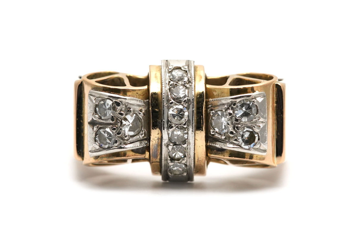 Bague Tank en or jaune et diamants
