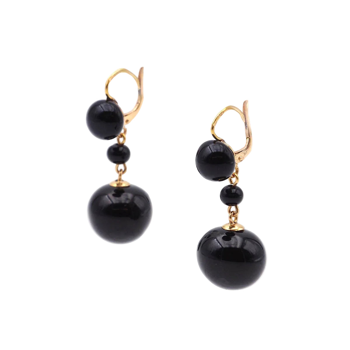 Boucles d'oreilles Dormeuses en or jaune et perles de verre