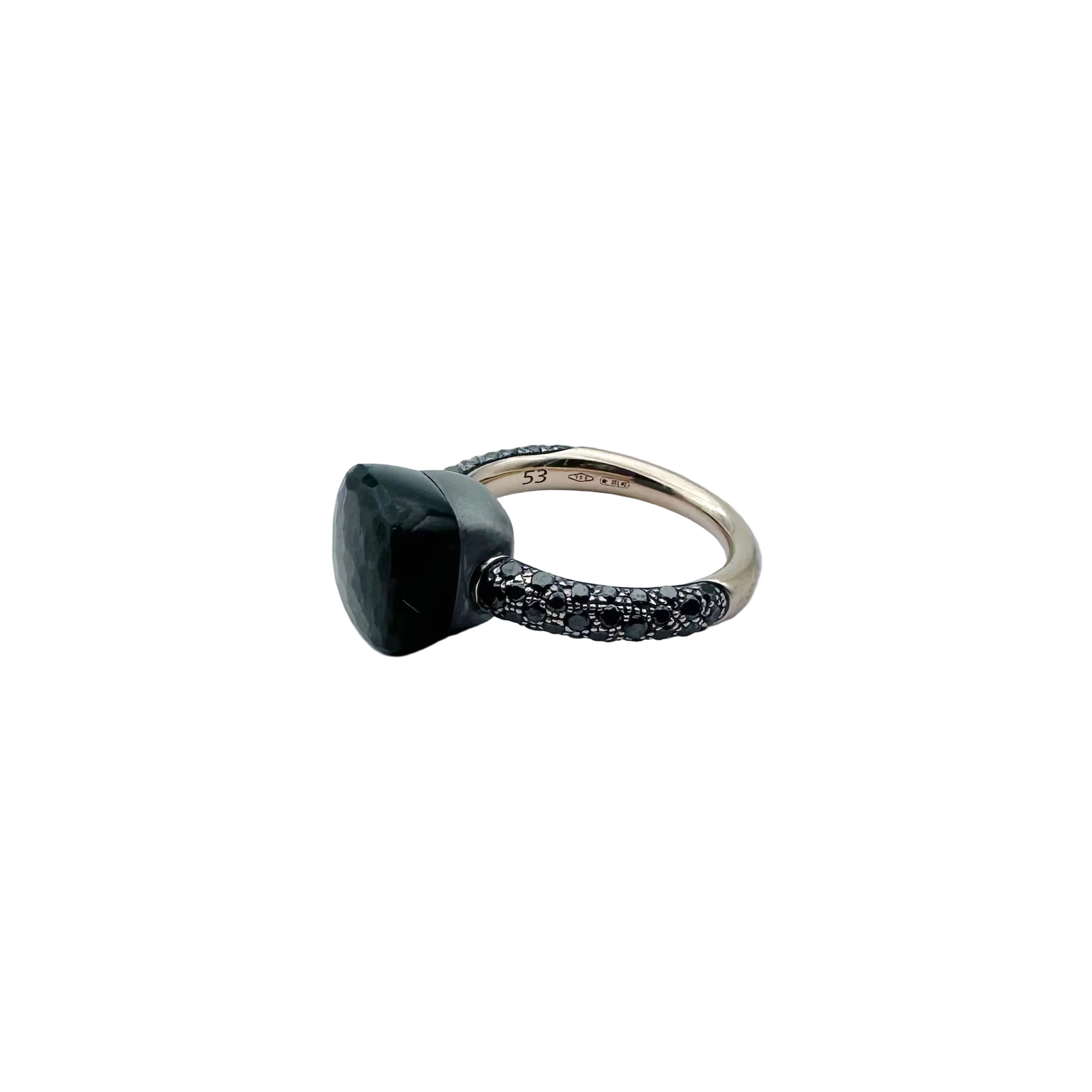 Bague POMELLATO "Nudo" en or rose, titane, obsidienne et diamants noirs