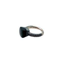 Bague POMELLATO "Nudo" en or rose, titane, obsidienne et diamants noirs