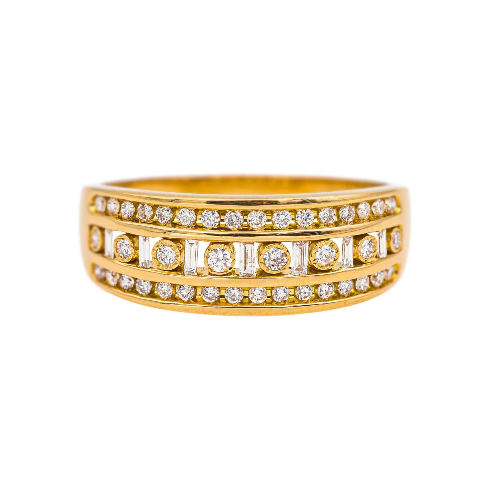 Bague Bandeau  Or jaune Diamant