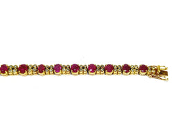 Bracelet Ligne en or jaune, rubis et diamants