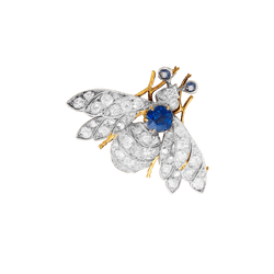 Broche ancienne "Abeille", or jaune, argent, saphir et diamants.