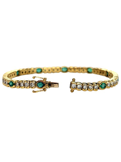Bracelet Ligne en or jaune, émeraudes et diamants