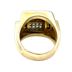 Bague Tank en or jaune, platine et diamants