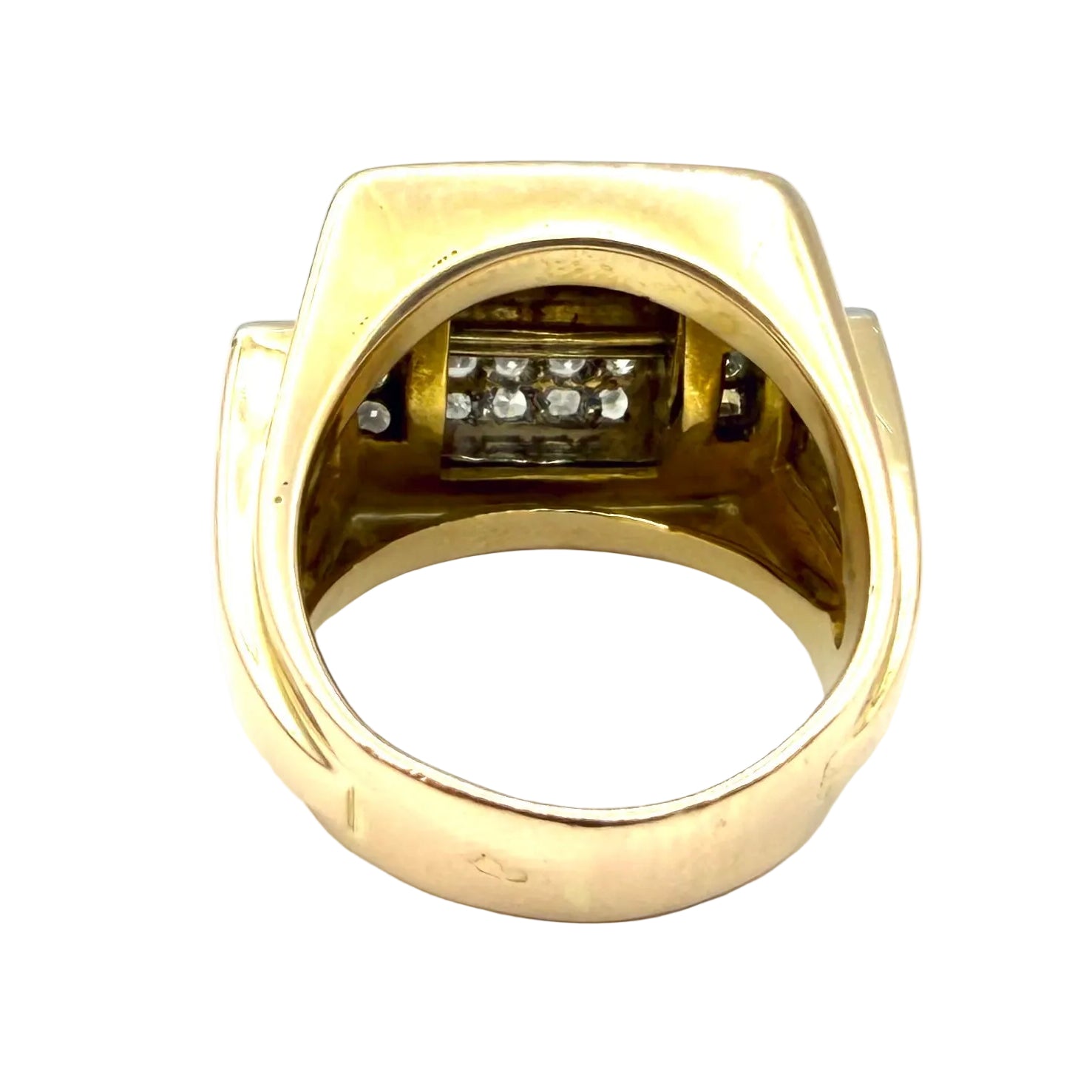 Bague Tank en or jaune, platine et diamants