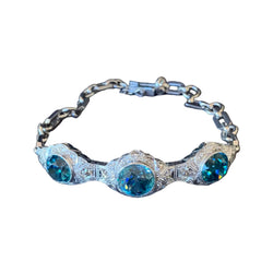 Bracelet en or blanc, platine, zircons et diamants