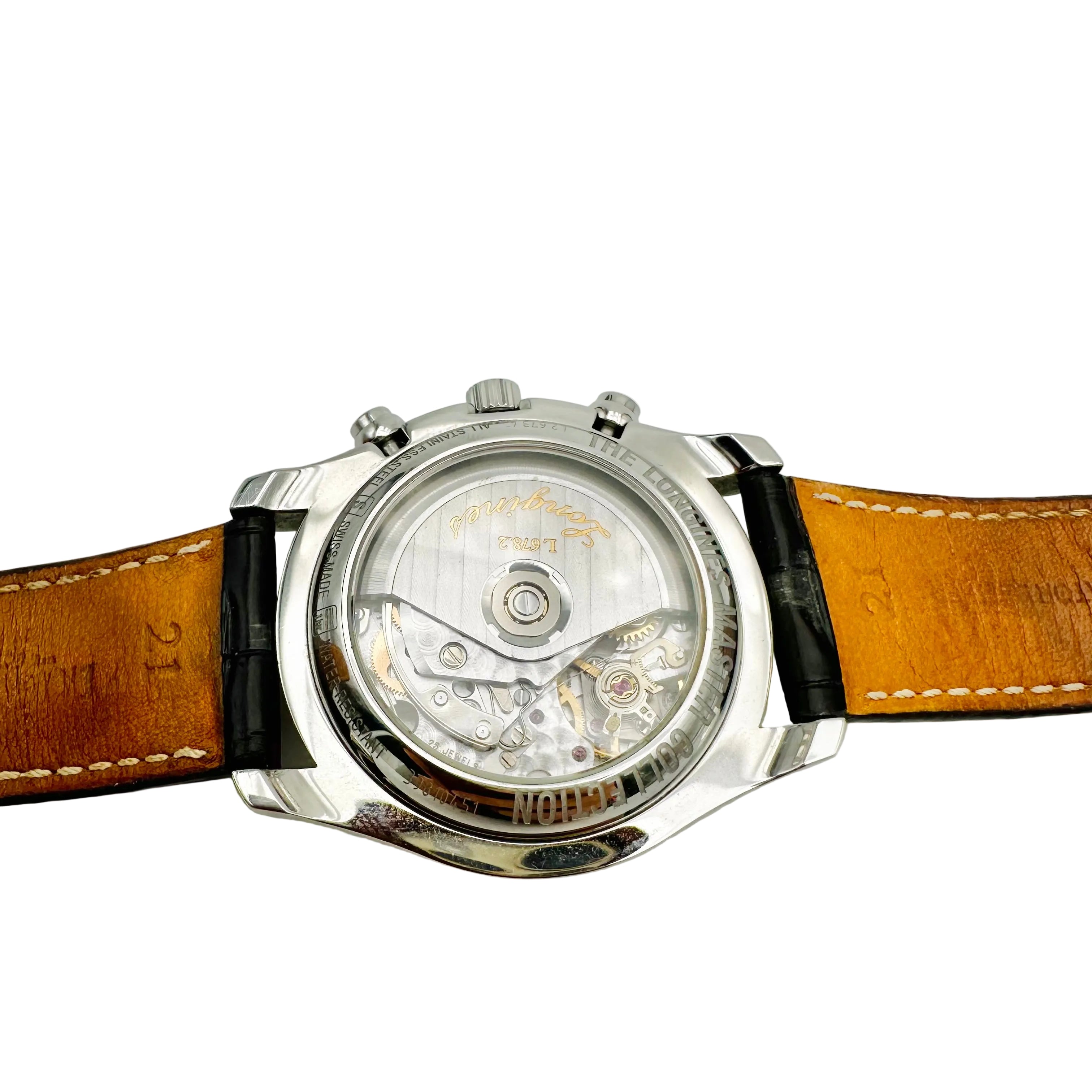 Montre LONGINES "Chrono Moonphase Master Collection" en acier et cuir