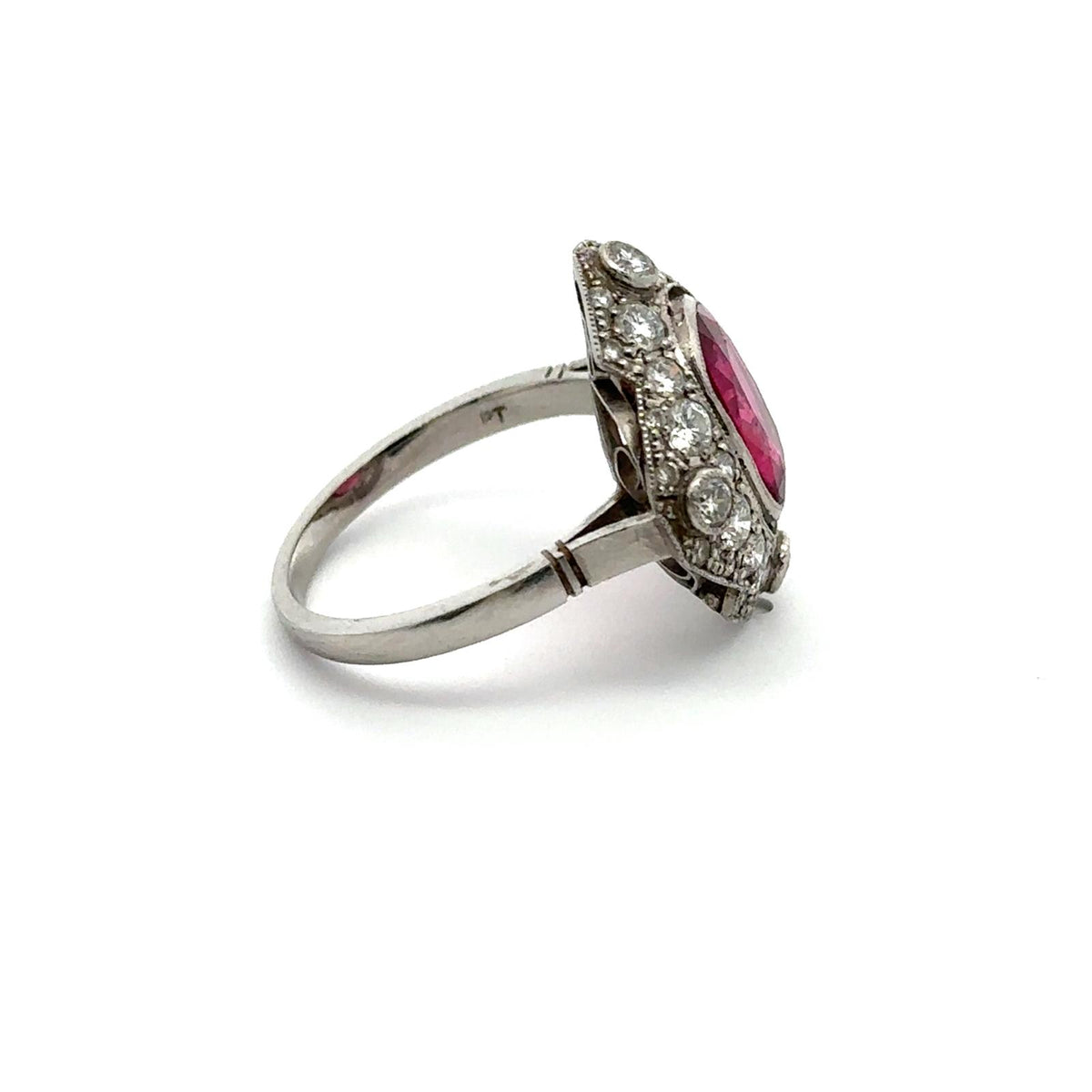 Bague Entourage en platine, rubellite et diamants