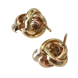 Boucles d'oreilles Puces en or blanc, or jaune et or rose