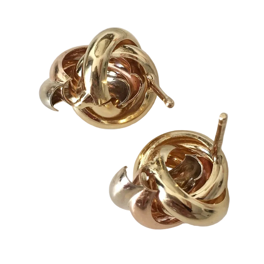 Boucles d'oreilles Puces en or blanc, or jaune et or rose