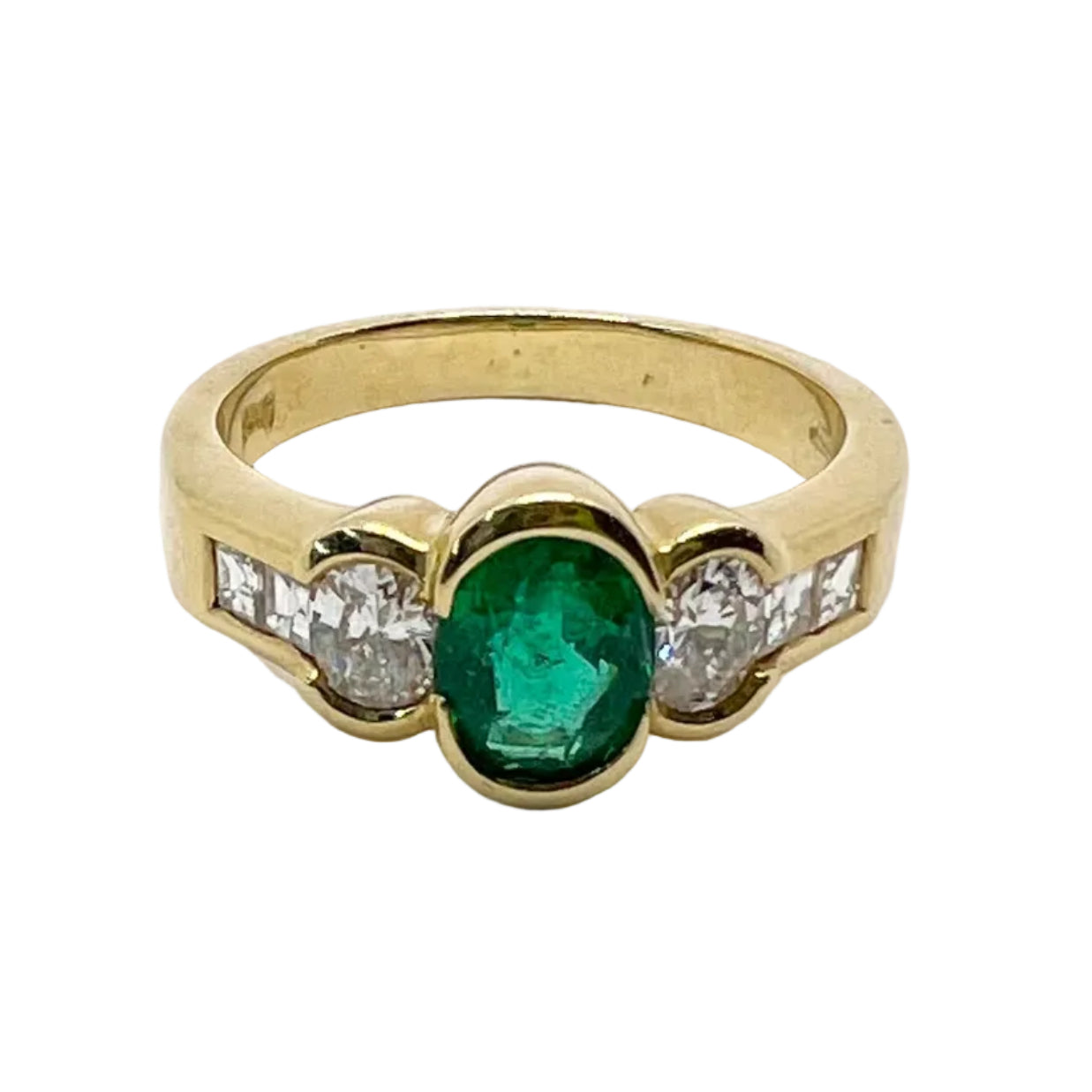 Bague DAMIANI en or jaune, émeraude et diamants