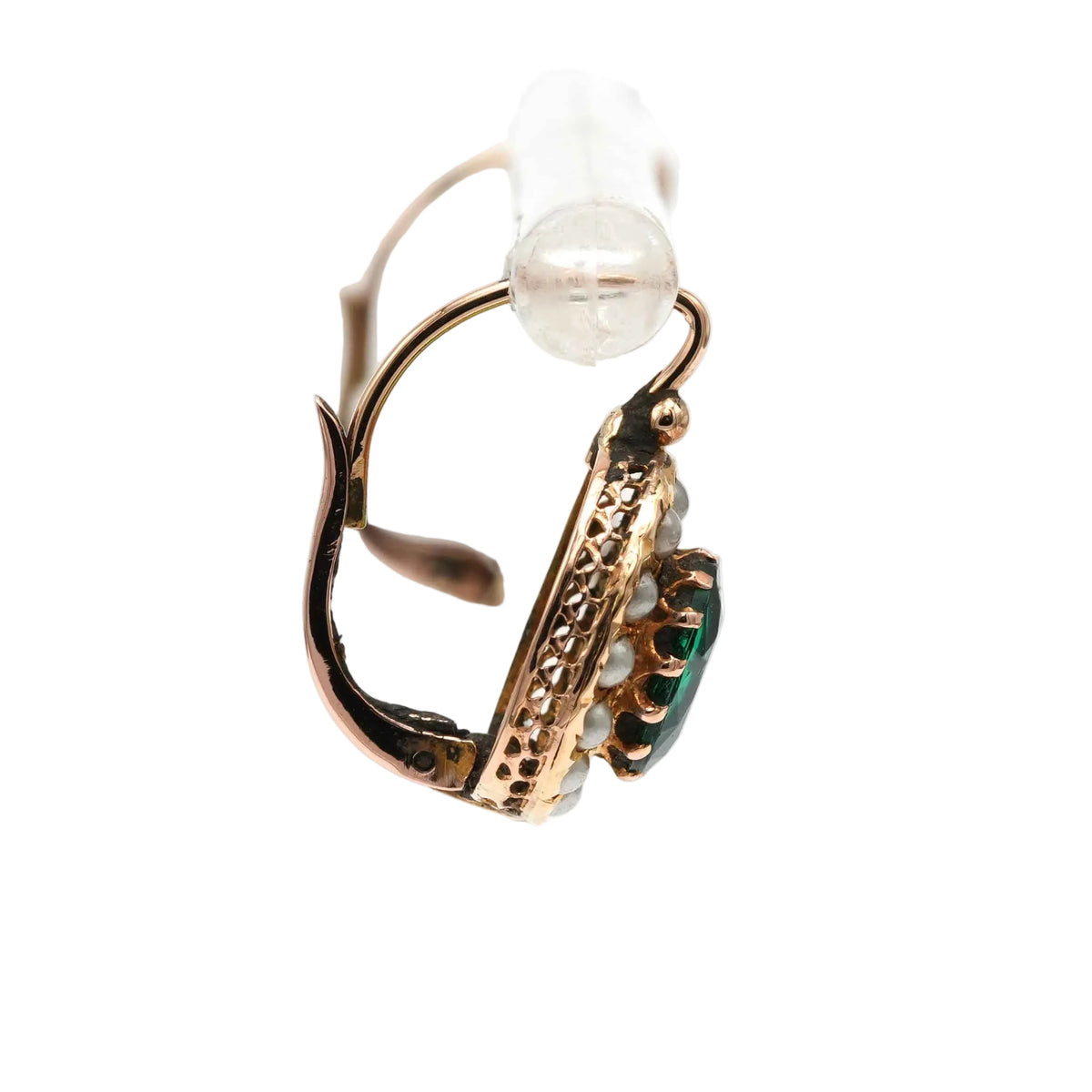 Boucles d'oreilles Dormeuses en or jaune, perles et cristal