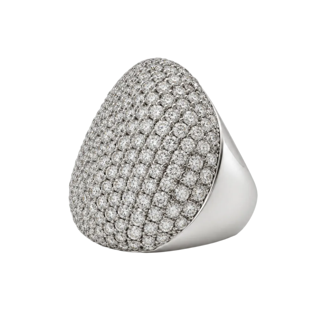 Bague Pavée en or blanc et diamants