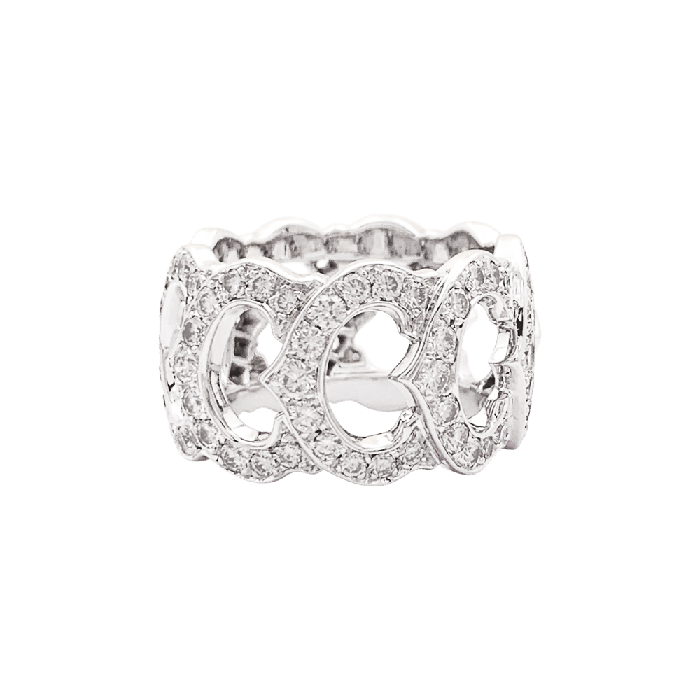 Bague Cartier, "C de Cartier", or blanc, diamants.