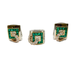 Parure LUCIANO SOMENZI en or blanc, or jaune, or rose, émeraudes et diamants