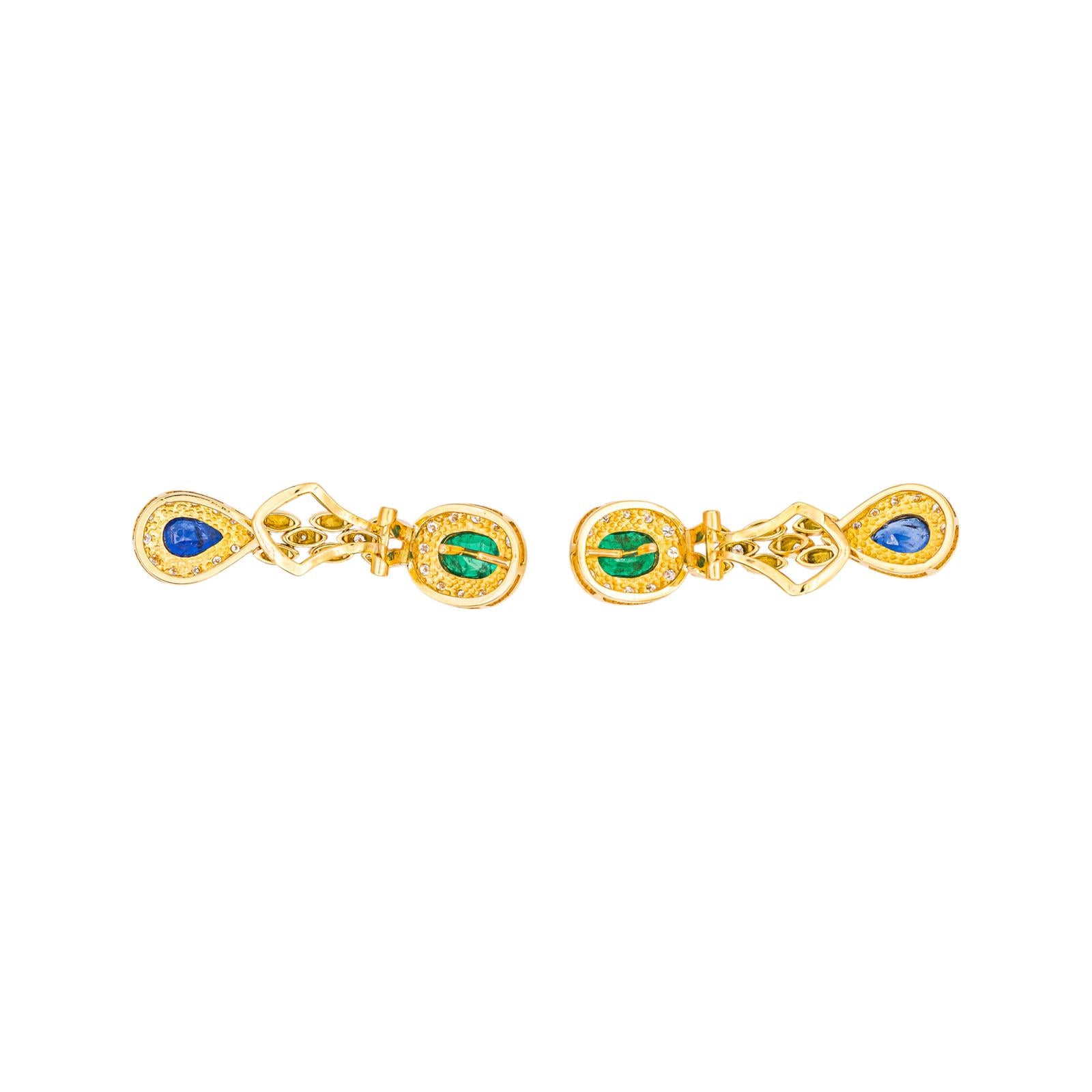Boucles d'oreilles Or jaune Emeraude