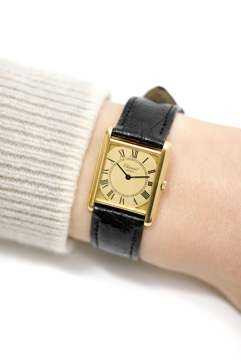 Montre CHOPARD "Tank" en or jaune et cuir