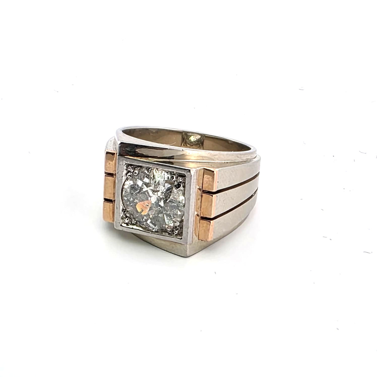 Bague Tank en or blanc, or jaune et diamants