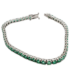 Bracelet Ligne en or blanc et émeraudes