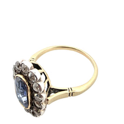 Bague Entourage en or jaune, argent, saphir et diamants