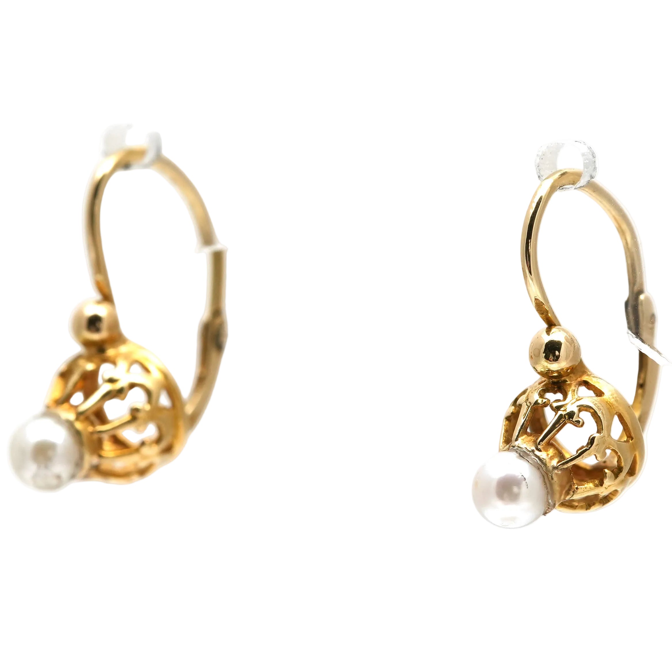 Boucles d'oreilles Dormeuses en or jaune et perles