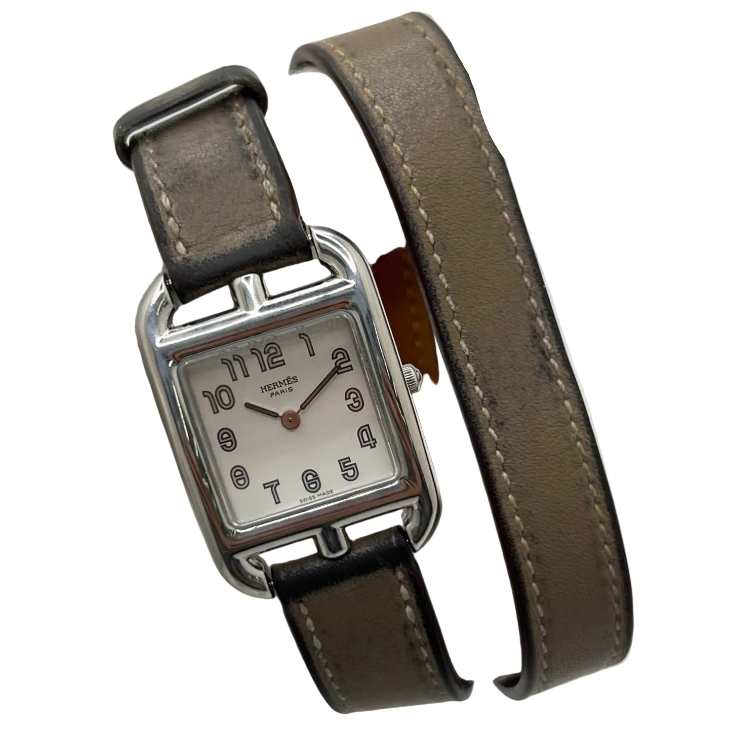 Montre HERMÈS "Cape Cod" PM en acier et cuir