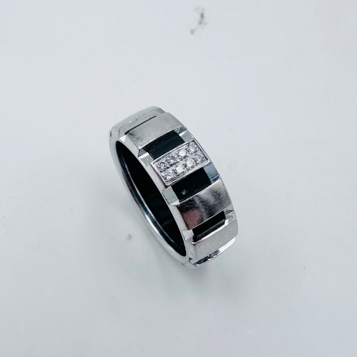 Bague Bandeau CHAUMET Class One en or blanc, diamants et caoutchouc