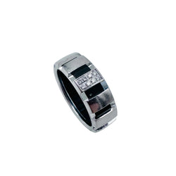 Bague Bandeau CHAUMET "Class One" en or blanc, diamants et caoutchouc