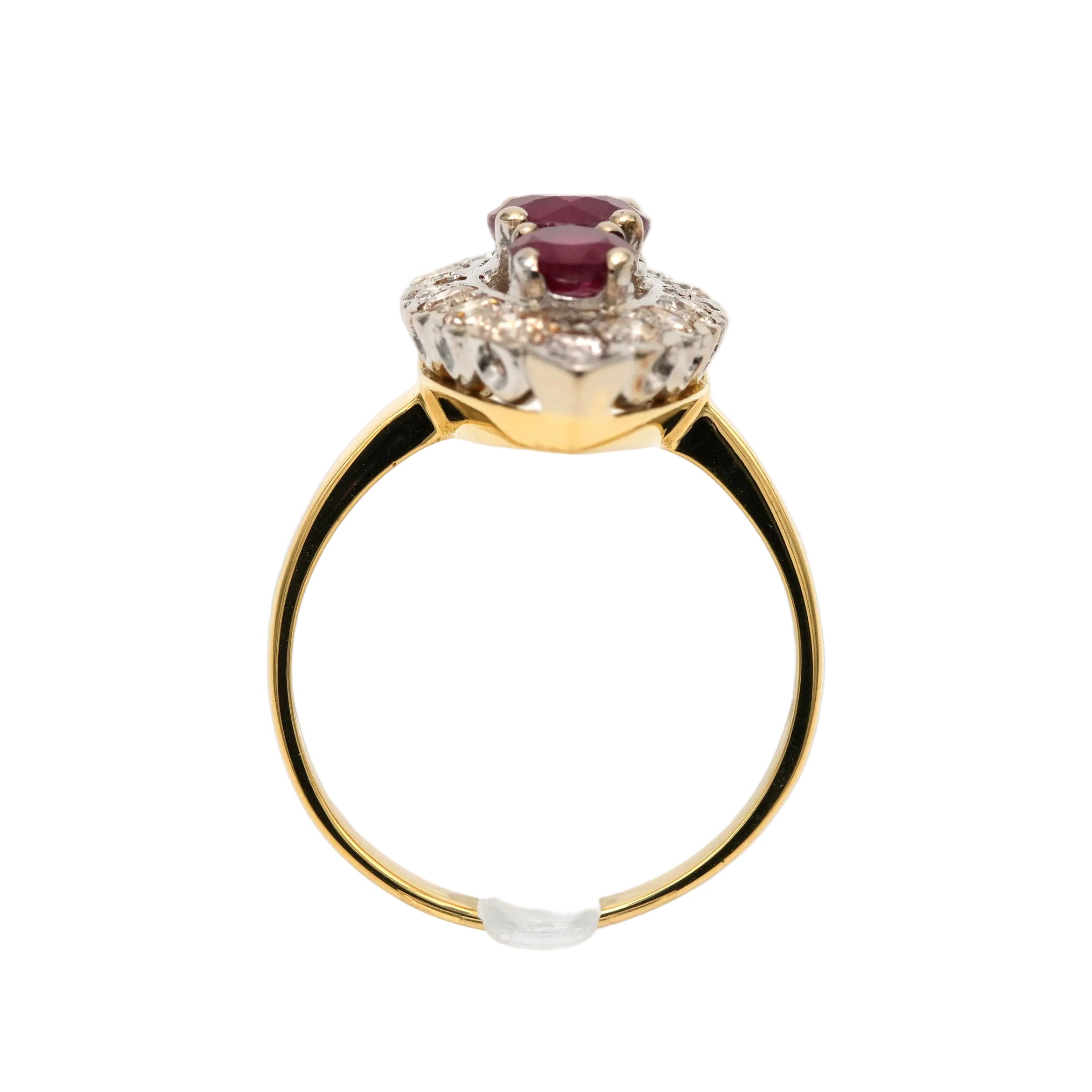 Bague Marquise en or blanc, or jaune, rubis et diamants